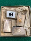 FOUR HALLMARKED SILVER MATCH BOX COVERS.