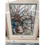 CONTEMPORARY SCHOOL THREE PAINTINGS OF COLONIAL SUBJECTS, SIGNED INDISTINCTLY. SIZES VARY (3)
