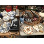 BOOTHS, MYOTT AND OTHER DINNER WARES, CAMERAS, A ROBERTS RADIO, VINTAGE BOTTLES A CHINESE BLUE AND