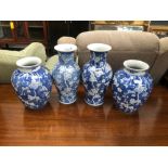 TWO PAIRS OF CHINESE BLUE AND WHITE VASES