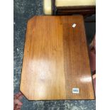 A EDWARDIAN MAHOGANY SMALL SUTHERLAND TABLE TOGETHER WITH AN EASTERN STAND (2)
