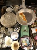 COFFEE MUGS, DINNER WARES, OTHER CERAMICS AND A SET OF KITCHEN SCALES