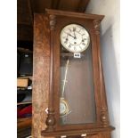 A HERMLE WALL CLOCK STRIKING AND CHIMING ON RODS TOGETHER WITH A DRESSING TABLE MIRROR