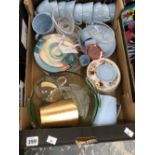 PLATES, TEA CUPS, GLASS STORAGE JARS AND SOME BOOKS