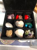 SPECIMEN STONES AND FOSSILS, DRESS JEWELLERY AND A CASED MANICURE SET