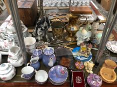 MIKASA AND OTHER TEA WARES, ANIMAL FIGURES, GLASS PAPERWEIGHTS, ELECTROPLATE ICE BUCKET, CUTLERY AND