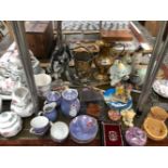 MIKASA AND OTHER TEA WARES, ANIMAL FIGURES, GLASS PAPERWEIGHTS, ELECTROPLATE ICE BUCKET, CUTLERY AND