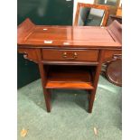 A CONTEMPORARY CHINESE CARVED HARDWOOD ONE DRAWER SIDE TABLE