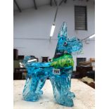 A VENETIAN BLUE GLASS DOG