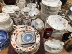 A ROSENTHAL DINNER SERVICE, OTHER PLATES AND VASES TOGETHER WITH COPENHAGEN CHRISTMAS PLATES