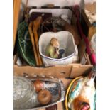 A HUMMEL FIGURE, THE GOOSE GIRL, COSTUME JEWELLERY, TWO HEN FORM EGG CONTAINERS, JELLY MOULDS AND OT