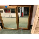 AN ANTIQUE VICTORIAN ROSEWOOD FRAME MIRROR, TOGETHER WITH A GILT MIRROR (2)