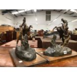 A PAIR OF SPELTER MARLEY HORSES AFTER COUSTOU