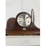 A MAHOGANY NAPOLEONS HAT SHAPED CLOCK CHIMING ON RODS