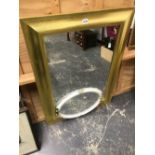 A CONTEMPORARY GILT FRAMED MIRROR TOGETHER WITH A SMALL OVAL EXAMPLE (2)