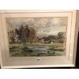 20th CENTURY SCHOOL A RURAL LANDSCAPE, SIGNED INDISTINCTLY, PASTEL. 38 x 55cms