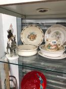 DOULTON BUNNIKINS WARES TOGETHER WITH A HUTSCHENREUTER PORCELAIN GROUP OF FOUR NOISY ANIMALS
