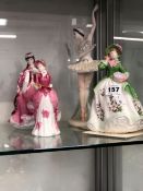A COALPORT FIGURE OF MARGOT FONTAINE, TWO OTHER COALPORT FIGURES AND ANOTHER BY WORCESTER
