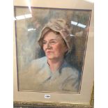 20th CENTURY SCHOOL) PORTRAIT OF A LADY, SIGNED INDISTINCTLY, PASTEL. 45 x 36cms TOGETHER WITH A