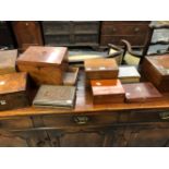 A COLLECTION OF NINE ROSEWOOD, MAHOGANY AND OTHER BOXES