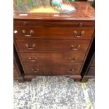 A MAHOGANY GEORGIAN STYLE FOUR DRAWER CHEST WITH BRUSHING SLIDE. W 73 D 46 H 85cms