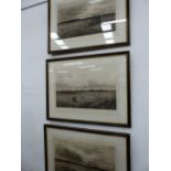 AFTER DOUGLAS ADAMS THREE PENCIL SIGNED VINTAGE COURSING PRINTS. 59 x 80cms (3)