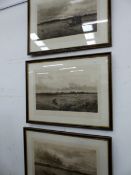 AFTER DOUGLAS ADAMS THREE PENCIL SIGNED VINTAGE COURSING PRINTS. 59 x 80cms (3)