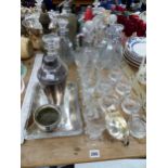 A QUANTITY OF DECANTERS AND DRINKING GLASS WARES