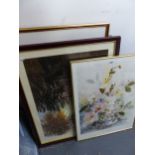 A LARGE COLLECTION OF 19th CENTURY AND LATER FURNISHING PICTURES INCLUDING LANDSCAPES, FLORAL