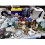 A GOEBELS FIGURE, ROYAL DOULTON GEORGE V CORONATION JUG, OTHER DECORATIVE CHINA ETC.