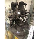 A PAIR OF 19th CENTURY SPELTER MARLEY HORSES