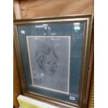 20th CENTURY ENGLISH SCHOOL PORTRAIT OF A CHILD, CHARCOAL DRAWING. 36 x 28cms TOGETHER WITH A