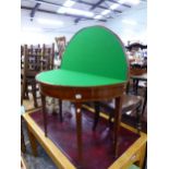 A REGENCY MAHOGANY FOLD OVER CARD TABLE