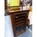 A VICTORIAN MAHOGANY MUSIC CABINET. H 56 W 92 D 37cms