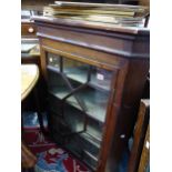 A GEORGIAN GLAZED MAHOGANY CORNER CABINET