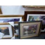 A GROUP OF FIVE DECORATIVE COLOUR LANDSCAPE PRINTS BY VARIOUS HANDS. SIZES VARY