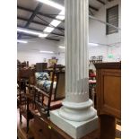 A VINTAGE PAINTED WOOD DISPLAY PEDESTAL.