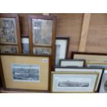 A COLLECTION OF ANTIQUE AND LATER TOPOGRAPHICAL PRINTS, PORTRAIT PHOTOGRAPHS ETC