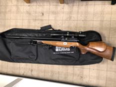 AN AIR ARMS .177 CALIBRE MODEL S510 SL CARBINE WITH HAWK SCOPE AND CASE.