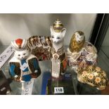 FIVE CROWN DERBY IMARI PALETTE ANIMAL FIGURINES