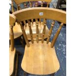 A SET OF SIX SPINDLE BACK KITCHEN CHAIRS