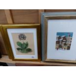 THREE DECORATIVE GILT FRAMED PICTURES OF FLORAL SUBJECTS INCLUDING A WATERCOLOUR SIGNED S EDWARDS OF