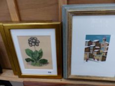THREE DECORATIVE GILT FRAMED PICTURES OF FLORAL SUBJECTS INCLUDING A WATERCOLOUR SIGNED S EDWARDS OF