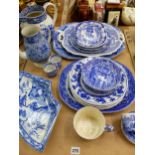 QUANTITY OF ANTIQUE AND LATER BLUE AND WHITE TRANSFER WARES, INCLUDING PIECES FROM THE SHELIA FRENCH