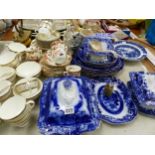 A MINTONS AROGAN PATTERN TEASET, A CHINESE BLUE AND WHITE PLATE, OTHER BLUE AND WHITE WARES ETC.