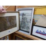 A SMALL GROUP OF 19th CENTURY AND LATER WATERCOLOURS INCLUDING LANDSCAPES, FIGURE STUDIES ETC,