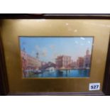 M. ONGARIE 19th/20th CENTURY A VENETIAN CANAL VIEW, SIGNED, WATERCOLOUR. 12 x 19cms