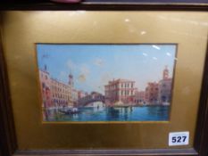 M. ONGARIE 19th/20th CENTURY A VENETIAN CANAL VIEW, SIGNED, WATERCOLOUR. 12 x 19cms