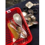VARIED COLLECTION OF HALLMARKED SILVER AND OTHER ITEMS TO INCLUDE, ENAMELED COFFEE SPOONS,