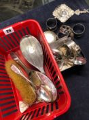 VARIED COLLECTION OF HALLMARKED SILVER AND OTHER ITEMS TO INCLUDE, ENAMELED COFFEE SPOONS,